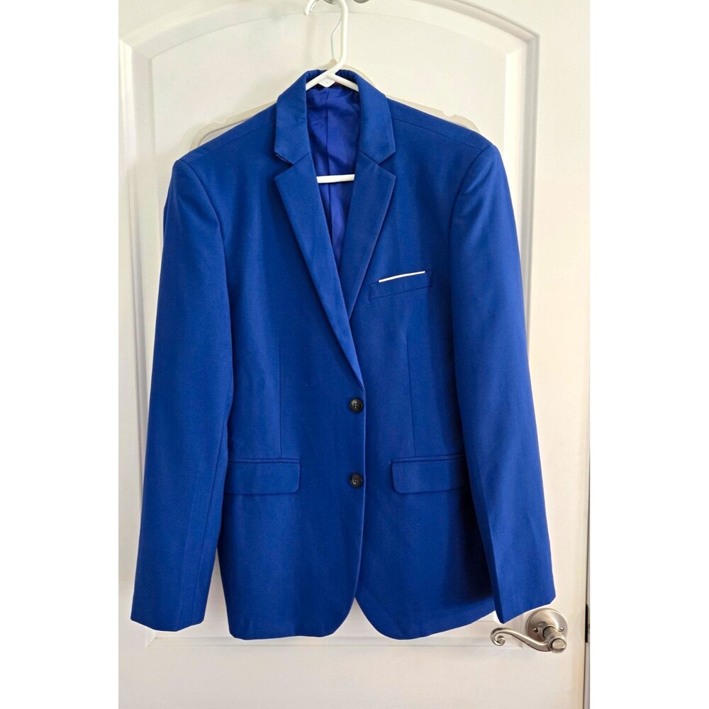 Men's Royal Blue 3-Piece Formal Two Button Suit Set Jacket Vest Pants Medium